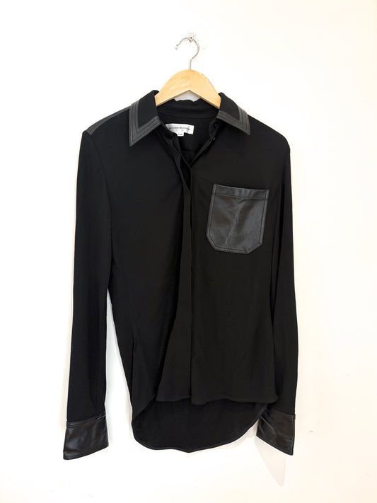 Victoria Beckham Leather Trimmed Shirt