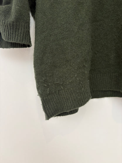 Frame Green Cashmere Ruched Sleeve Sweater L