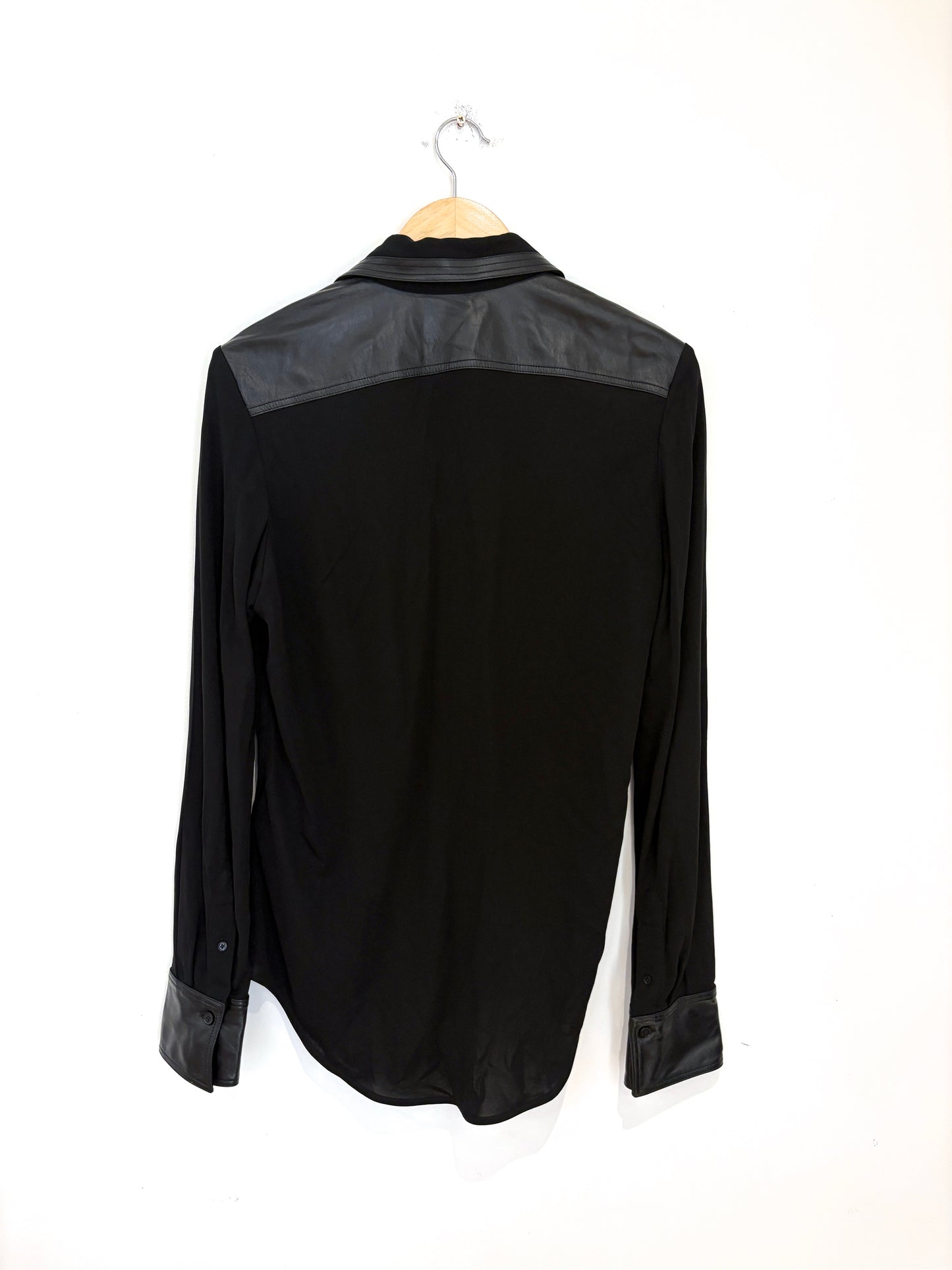 Victoria Beckham Leather Trimmed Shirt UK 6