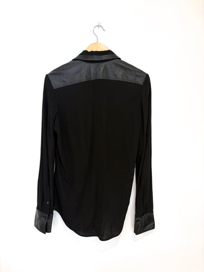 Victoria Beckham Leather Trimmed Shirt UK 6