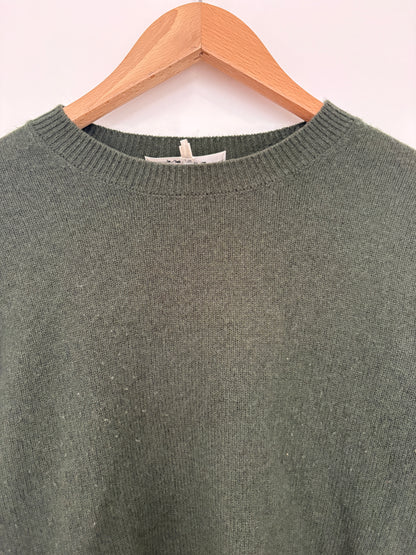 Frame Green Cashmere Ruched Sleeve Sweater L