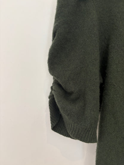 Frame Green Cashmere Ruched Sleeve Sweater L