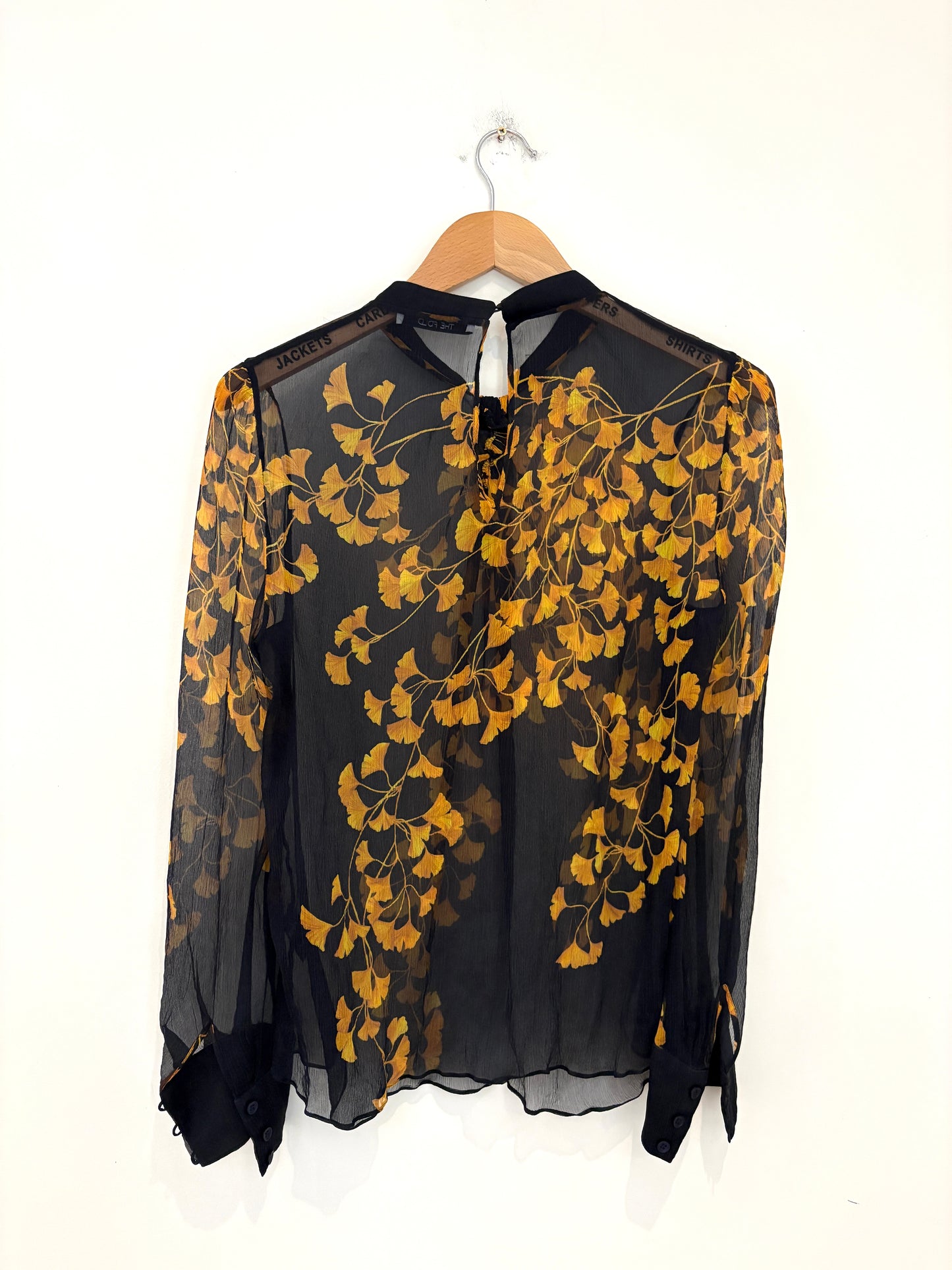 The Fold Navy and Yellow Floral Silk Blouse UK 12