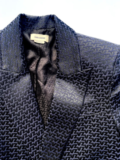 Zadig & Voltaire Black Jacquard Blazer UK 10