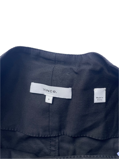 Vince Black Wrap Cotton Blend Midi Skirt Black XS