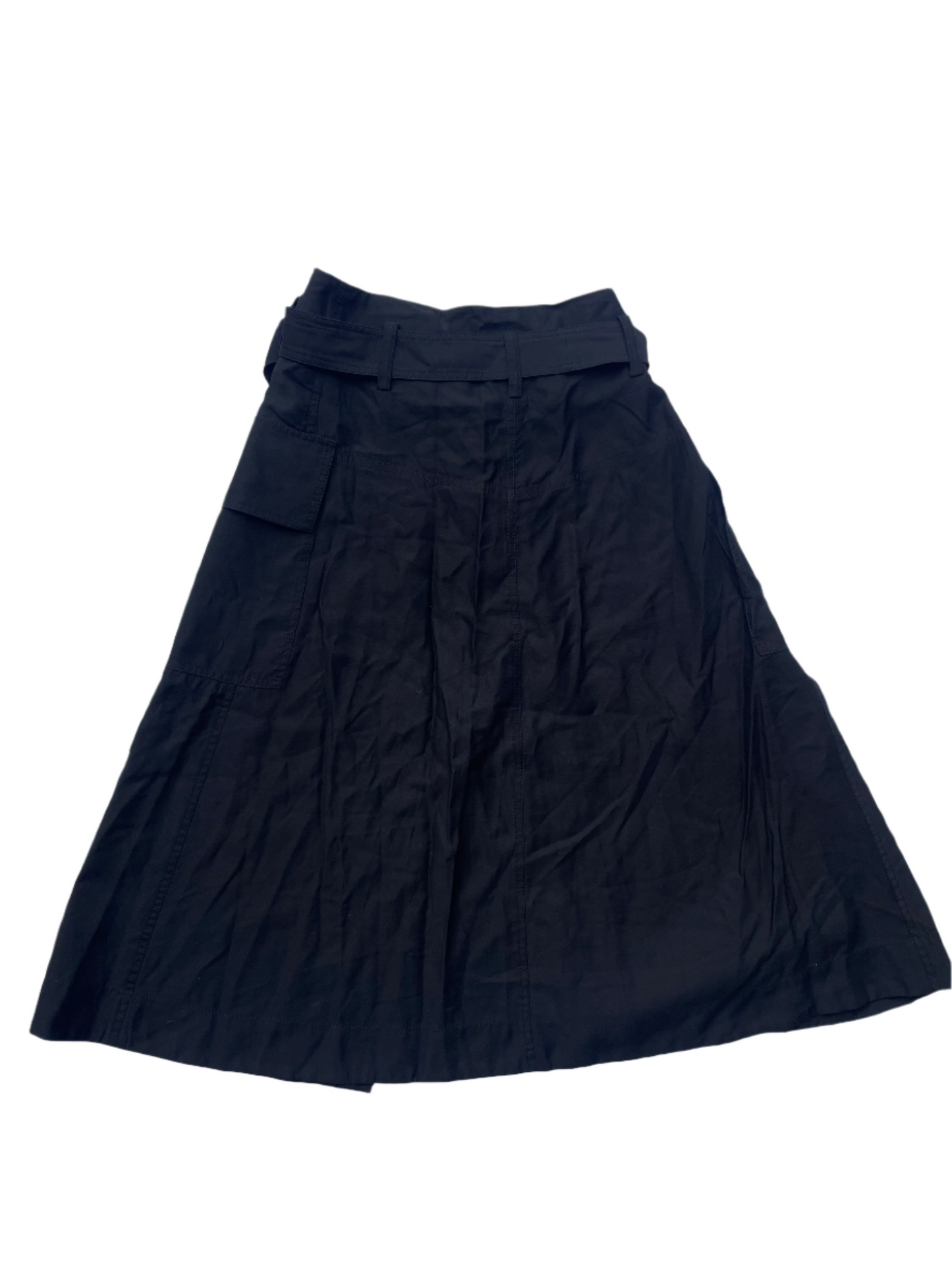Vince Black Wrap Cotton Blend Midi Skirt Black XS