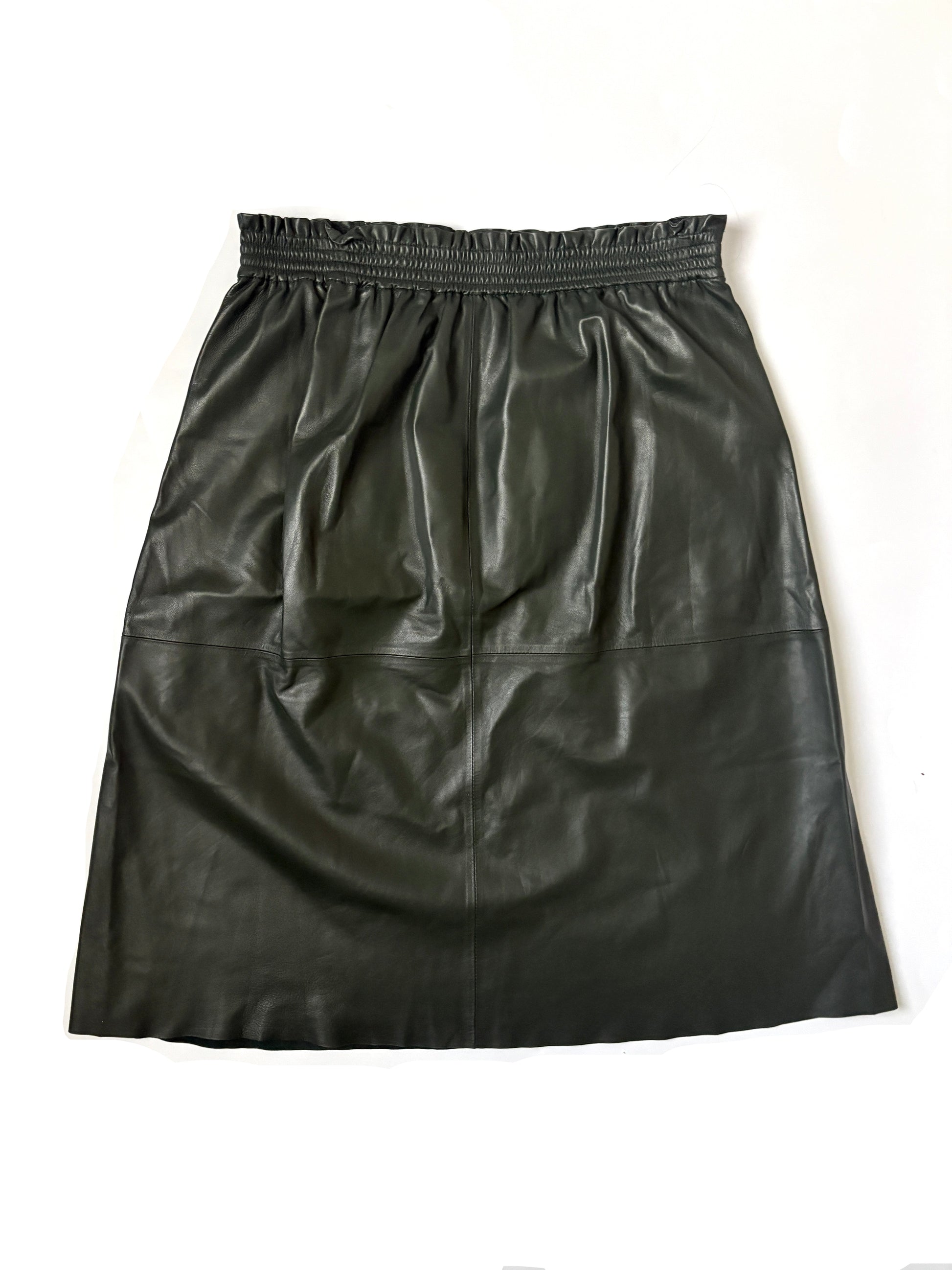Wyse Green Leather Skirt