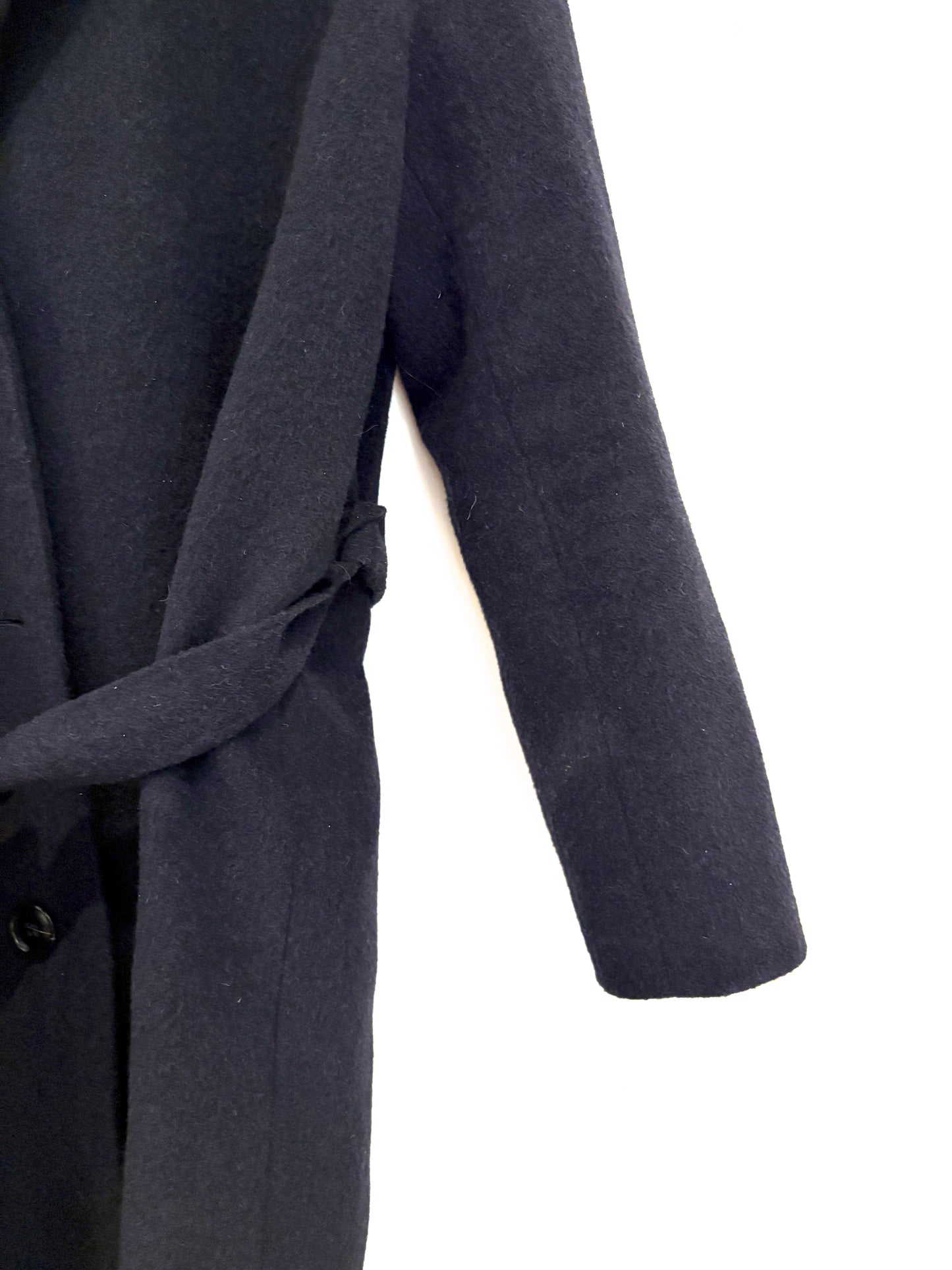 & Other Stories Dark Navy Belted Wool Coat UK 8