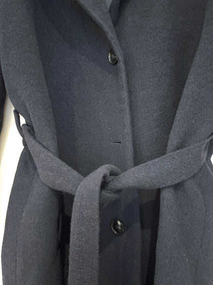 & Other Stories Dark Navy Belted Wool Coat UK 8