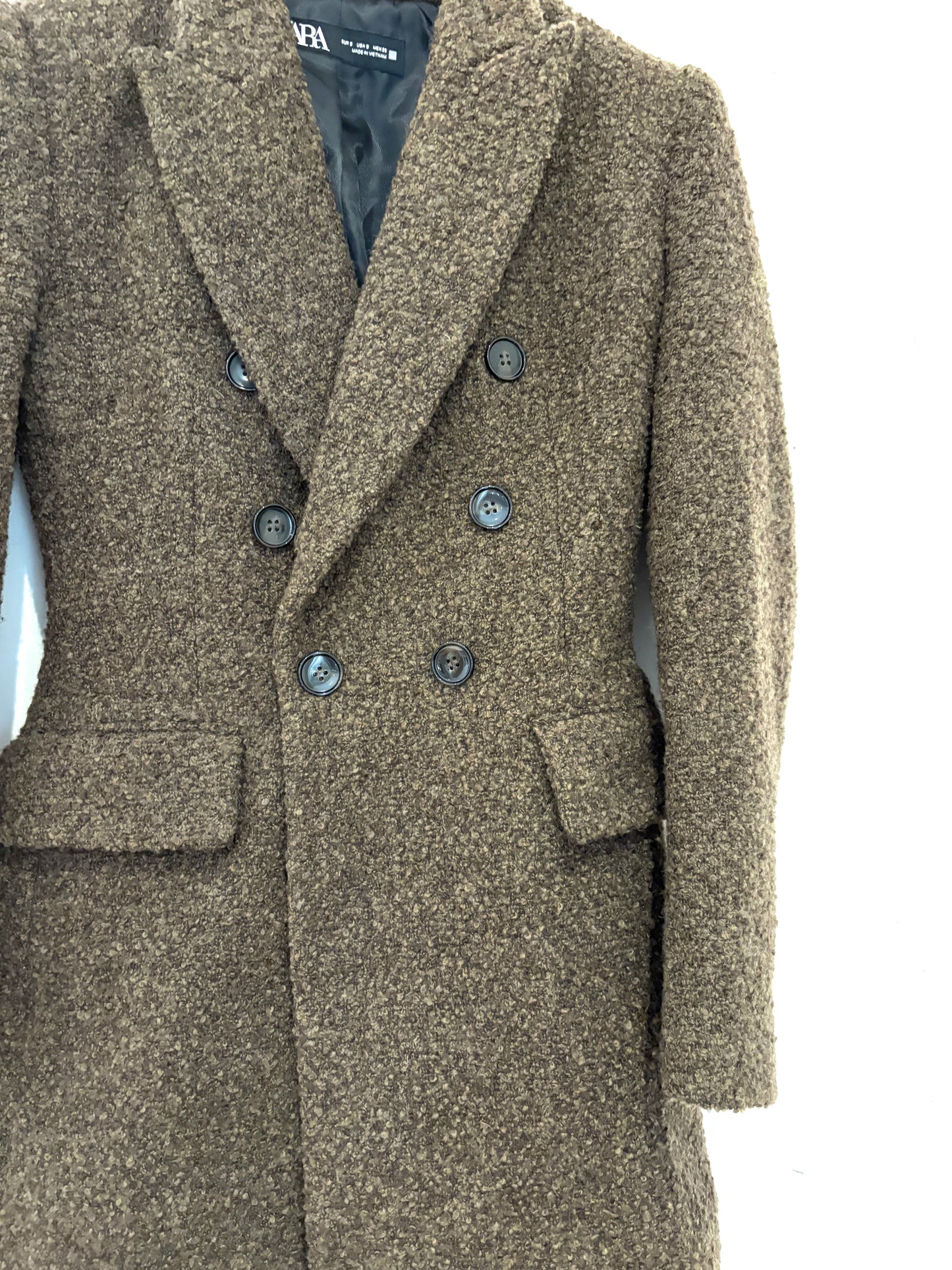 Zara Khaki Bouclé Blazer S