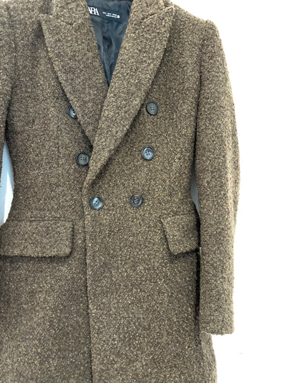Zara Khaki Bouclé Blazer S