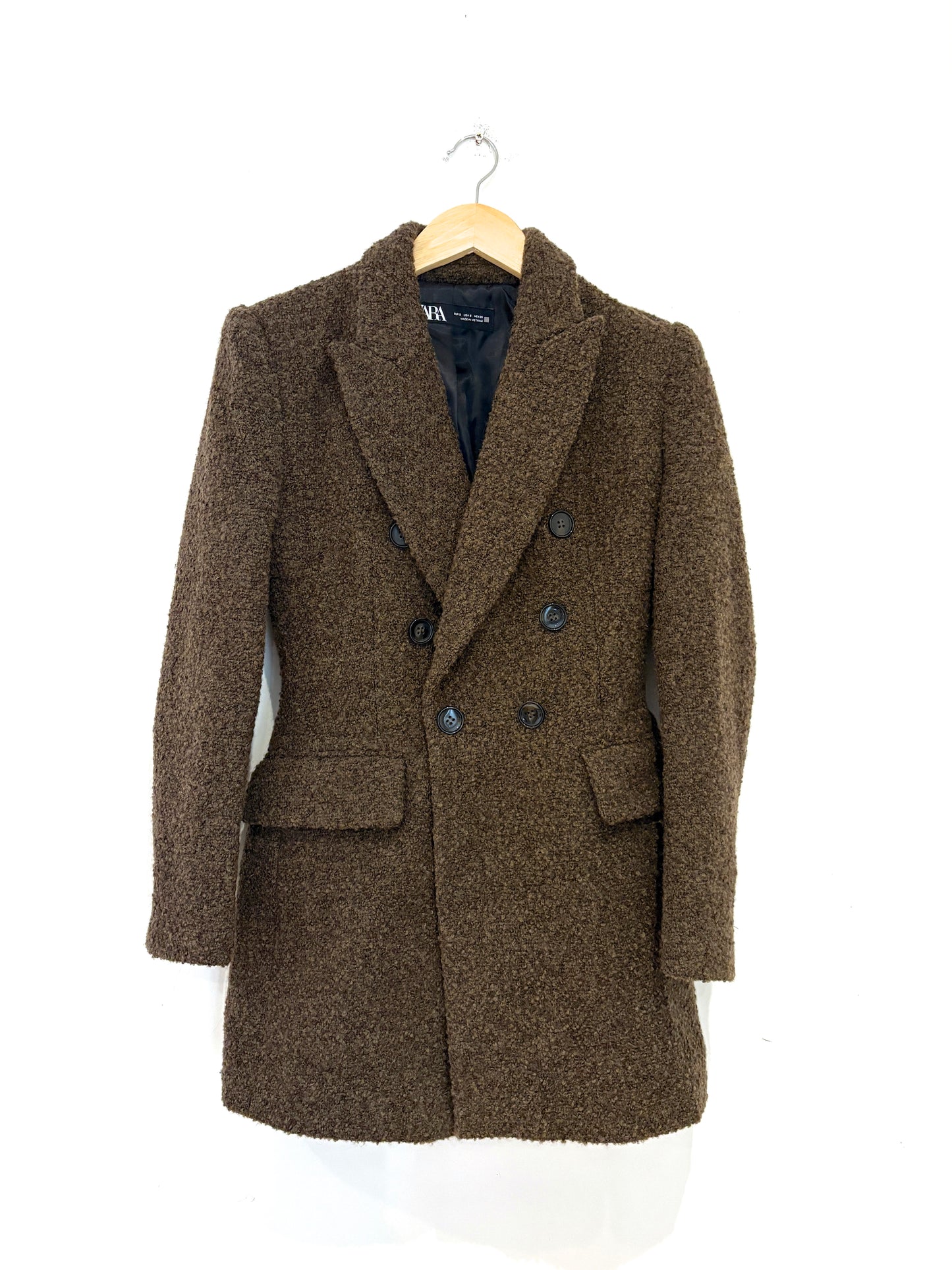 Zara Boucle Blazer Khaki