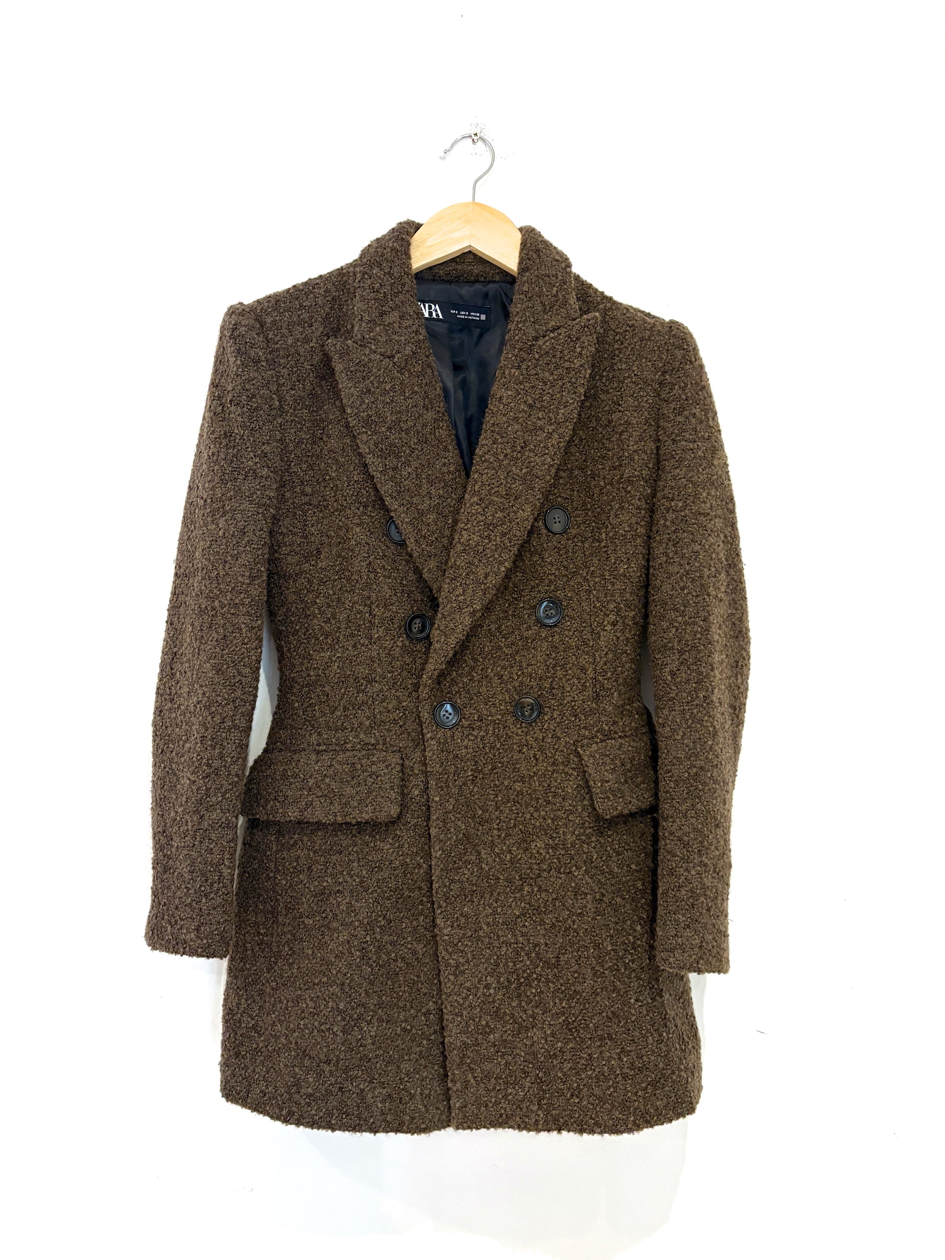 Zara Boucle Blazer Khaki