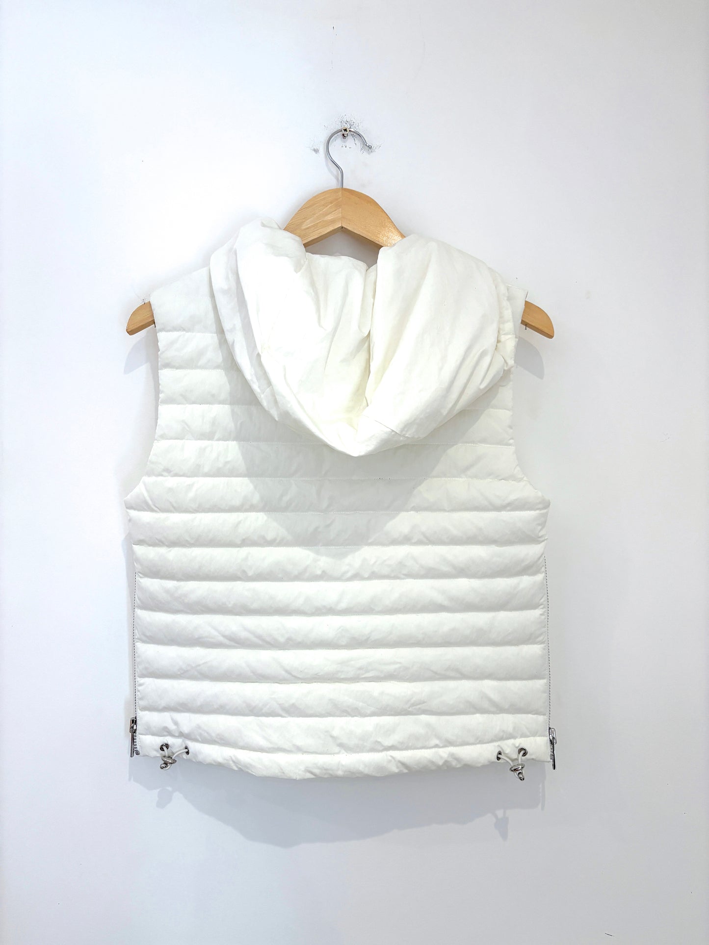 Reiss White Puffer Hooded Gilet XS