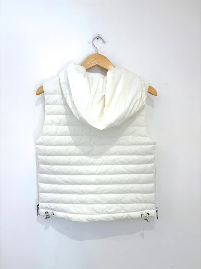 Reiss White Puffer Hooded Gilet XS