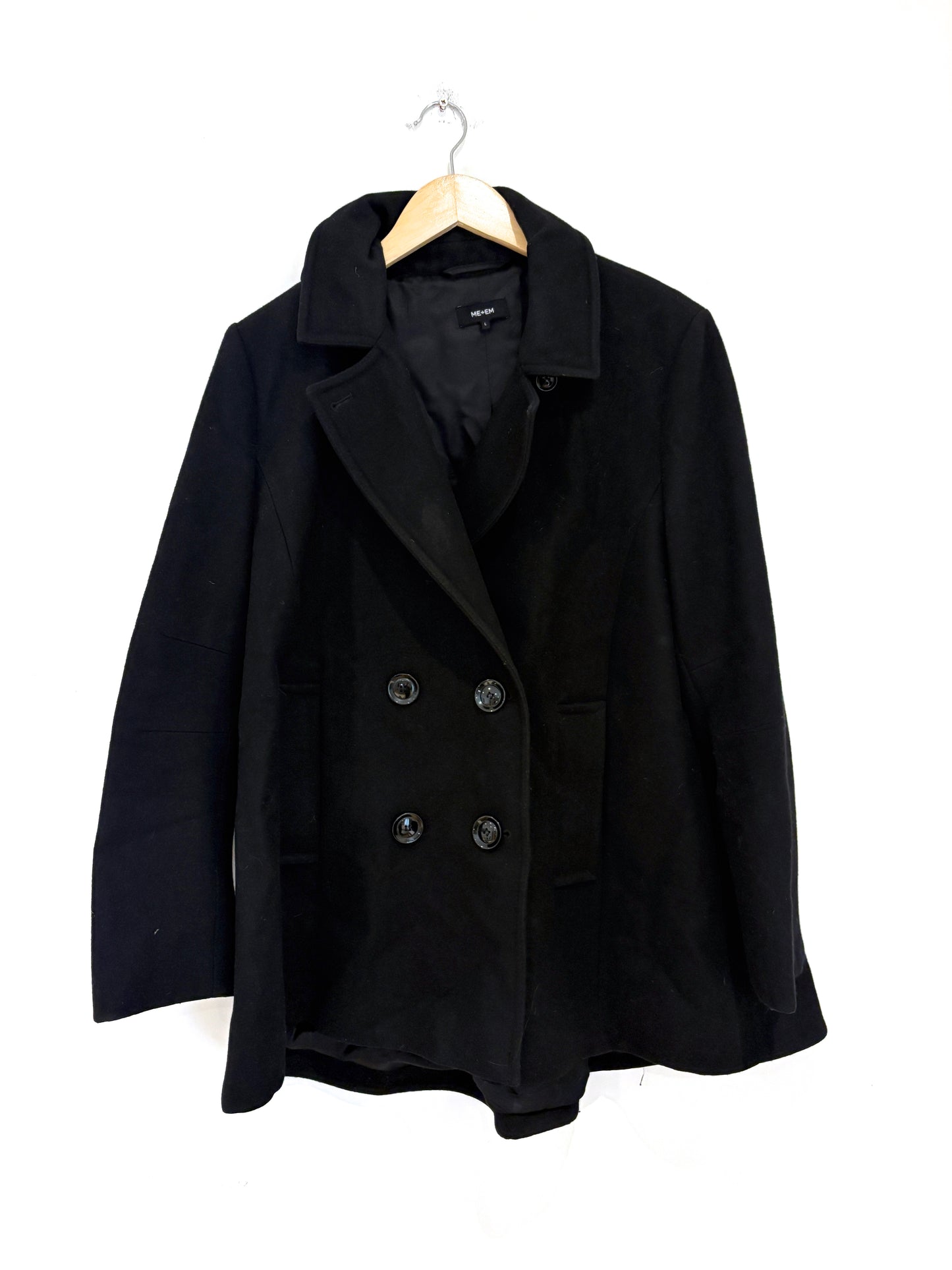 Me+Em Black Wool Pea Coat 