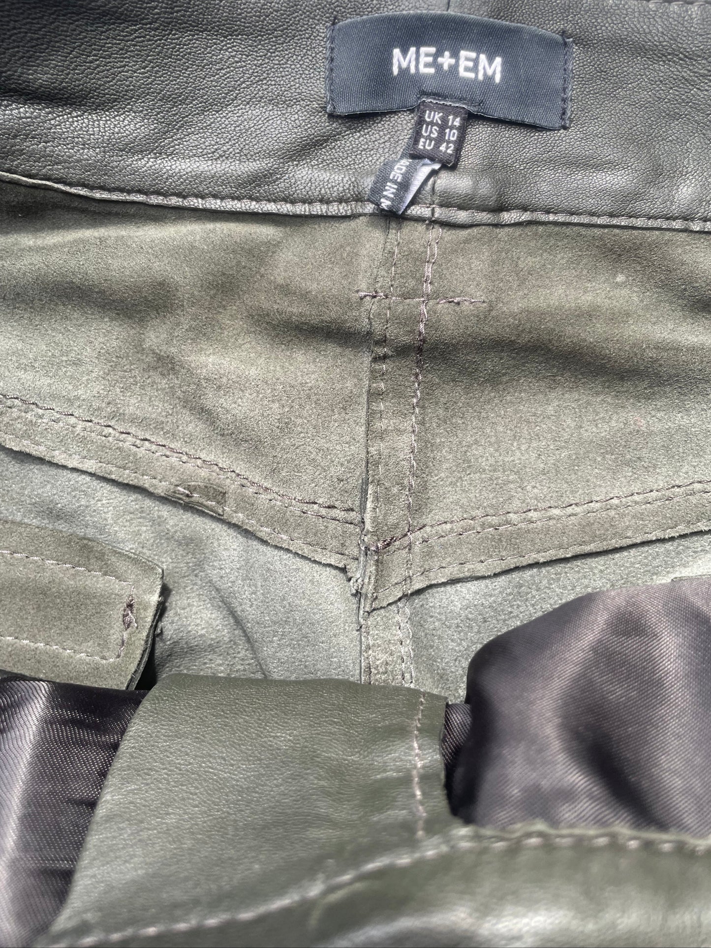 Me+Em Green Leather Trousers UK 14