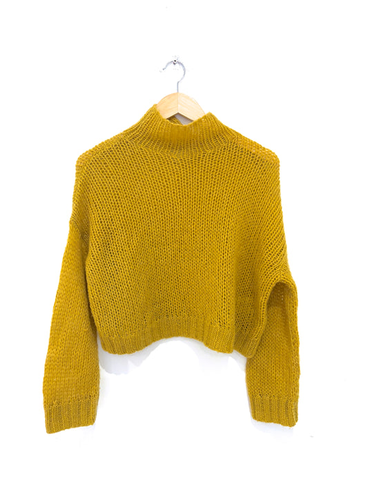 Whistles Cropped Yellow Knit Jumper 
