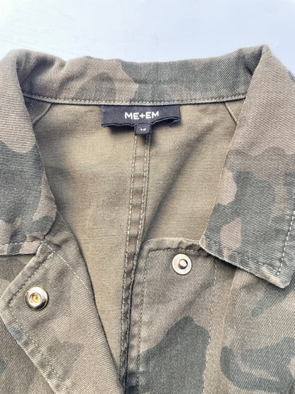 Me+Em Khaki Casual Drawstring Camouflage Jacket UK 14