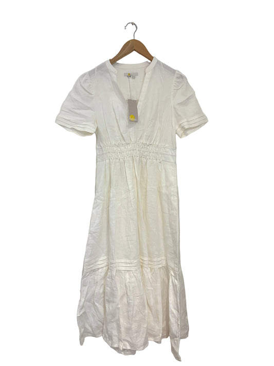 Boden Pin Tuck Midi Linen Dress