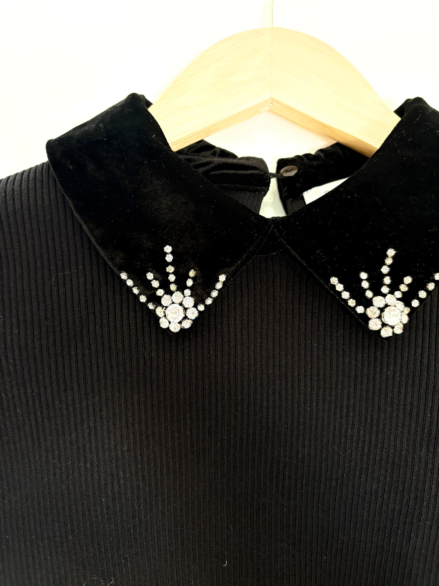 Sandro Black Gem Collar Top S