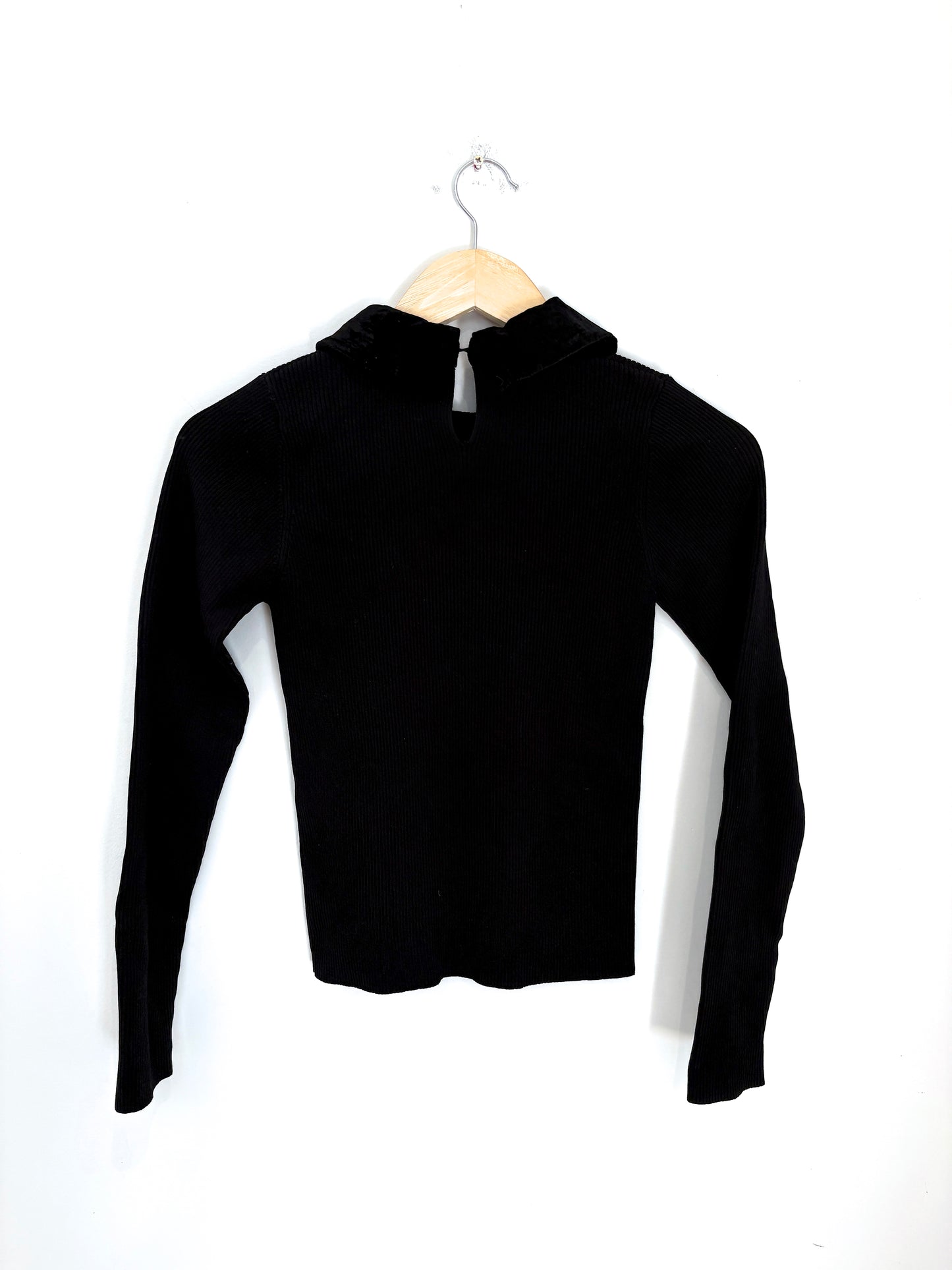 Sandro Black Gem Collar Top S