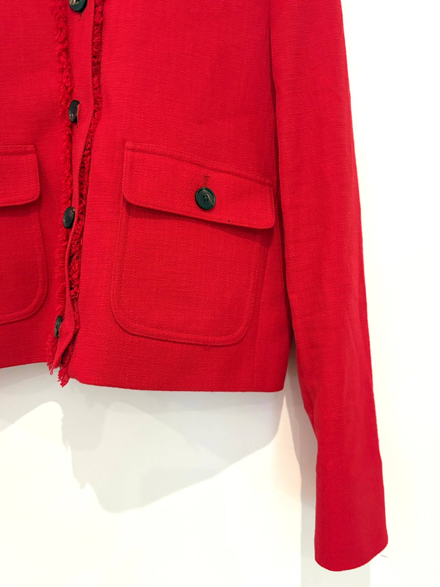 Me+Em Red Tweed Cropped Jacket UK 14