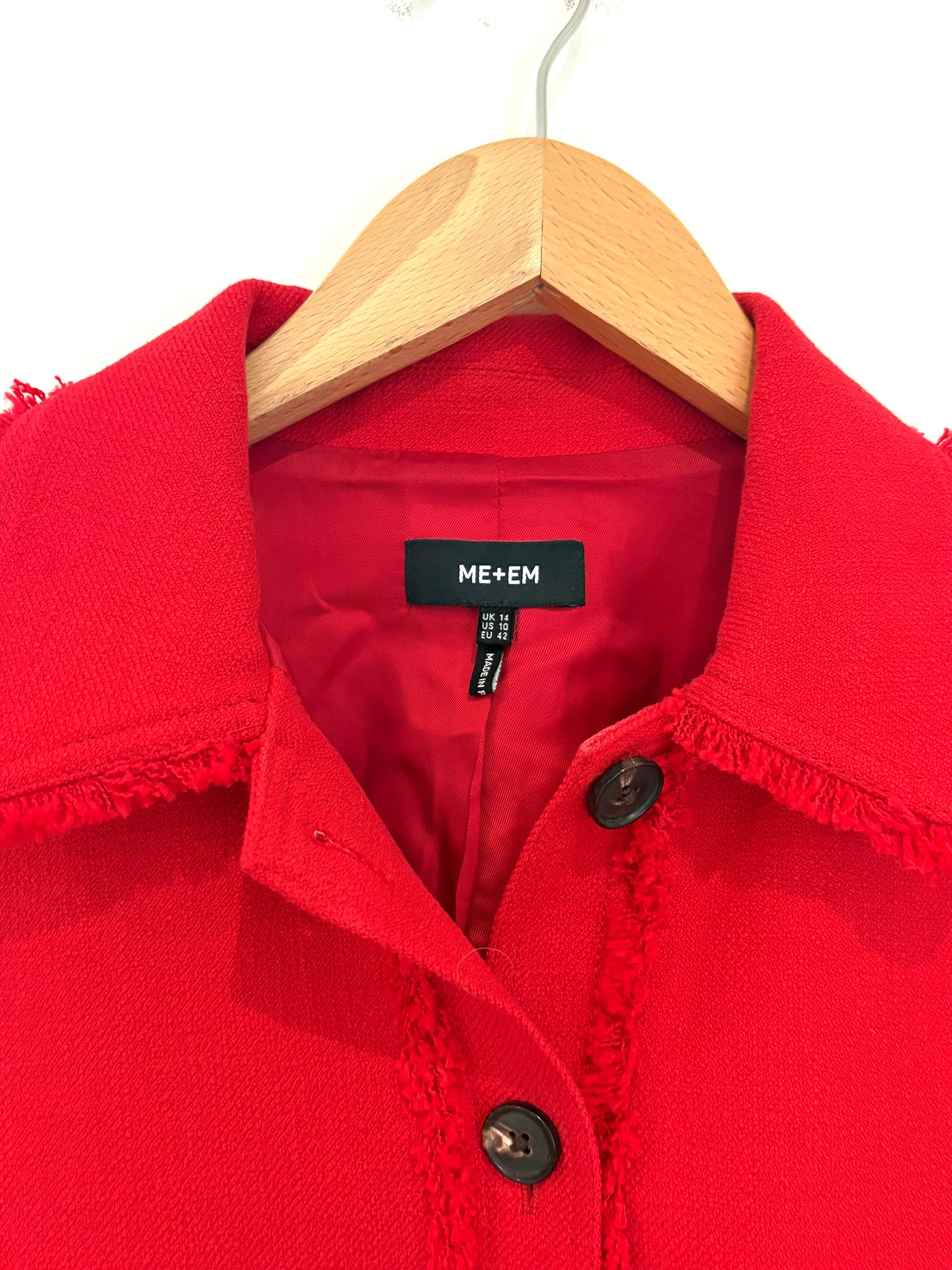 Me+Em Red Tweed Cropped Jacket UK 14