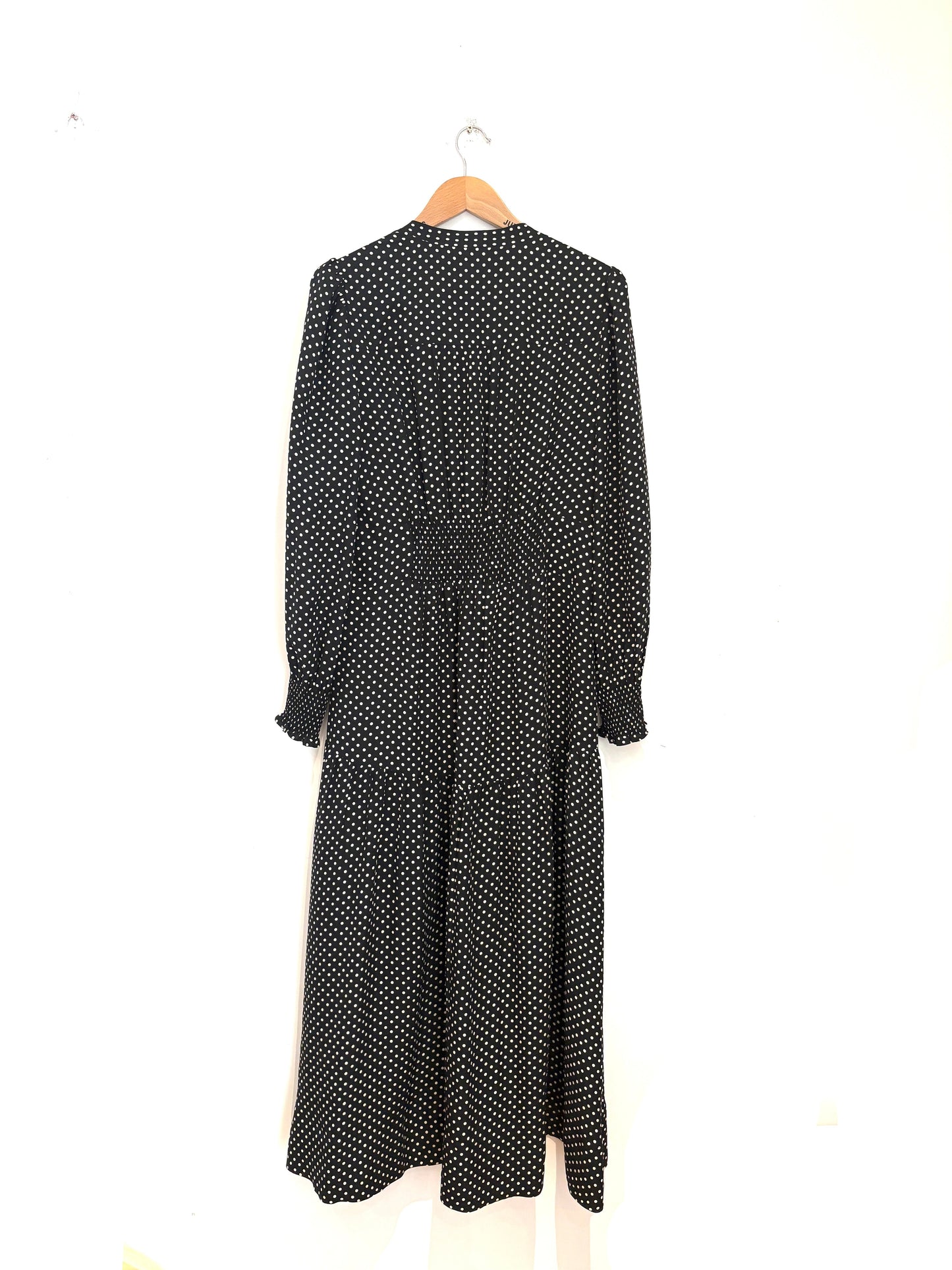Me+Em Silk Black & White Belted Polka Dot Dress UK 14