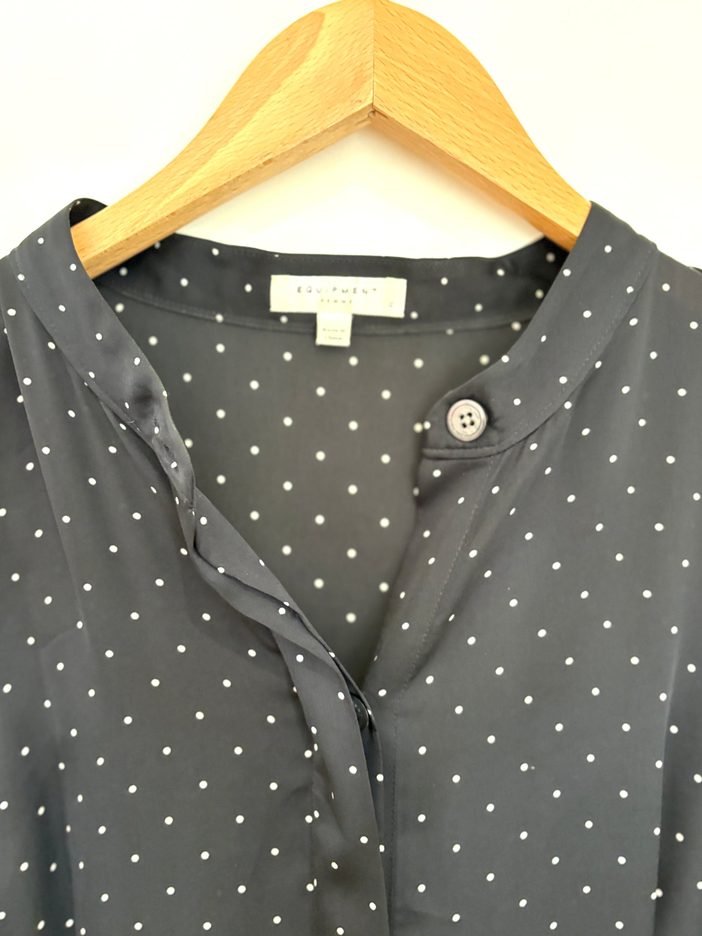 Equipment Silk Navy Polka Dot Dress UK 12