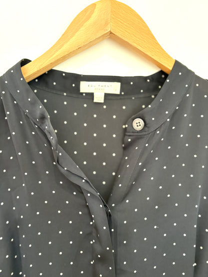 Equipment Silk Navy Polka Dot Dress UK 12