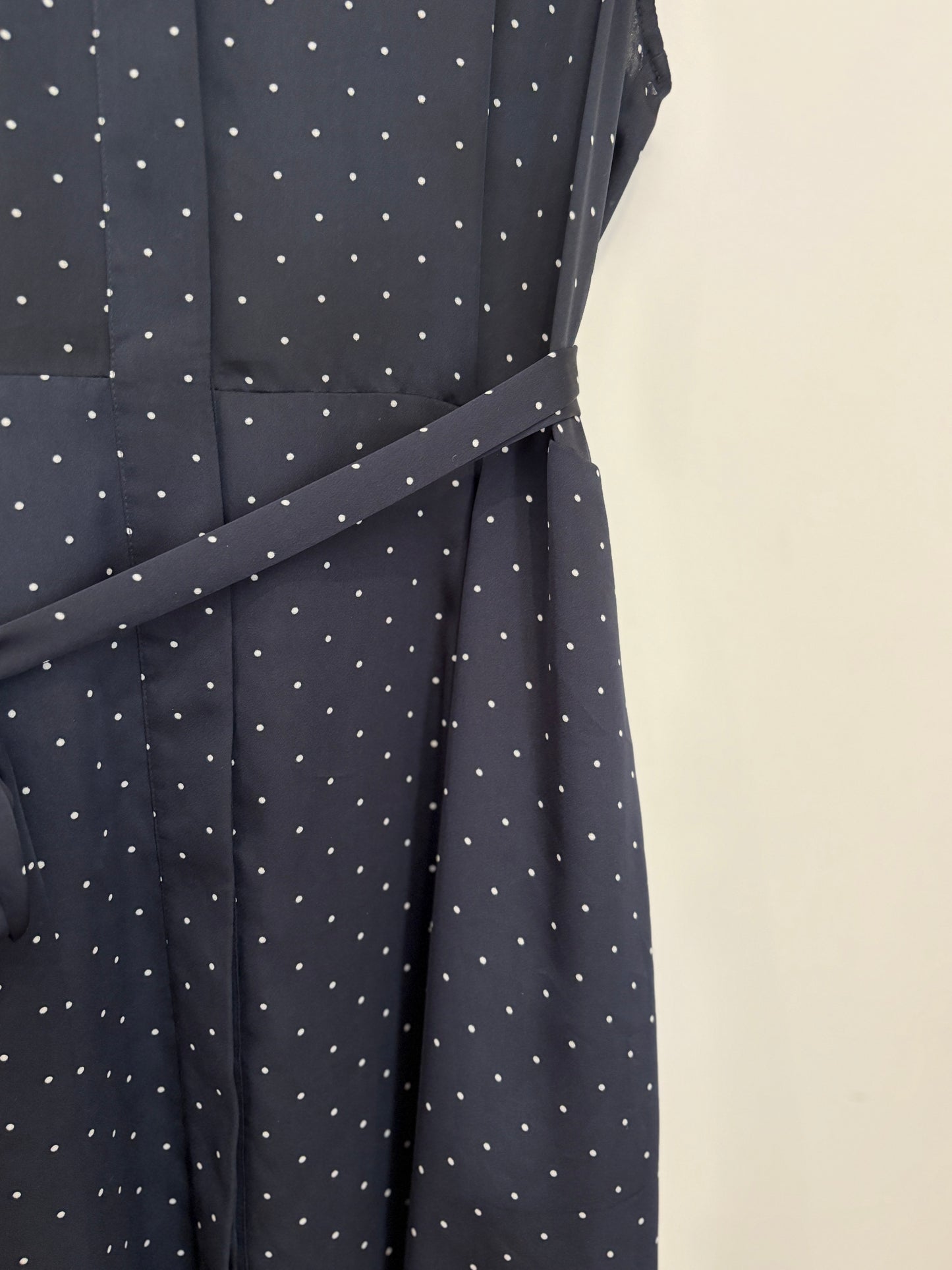 Equipment Silk Navy Polka Dot Dress UK 12