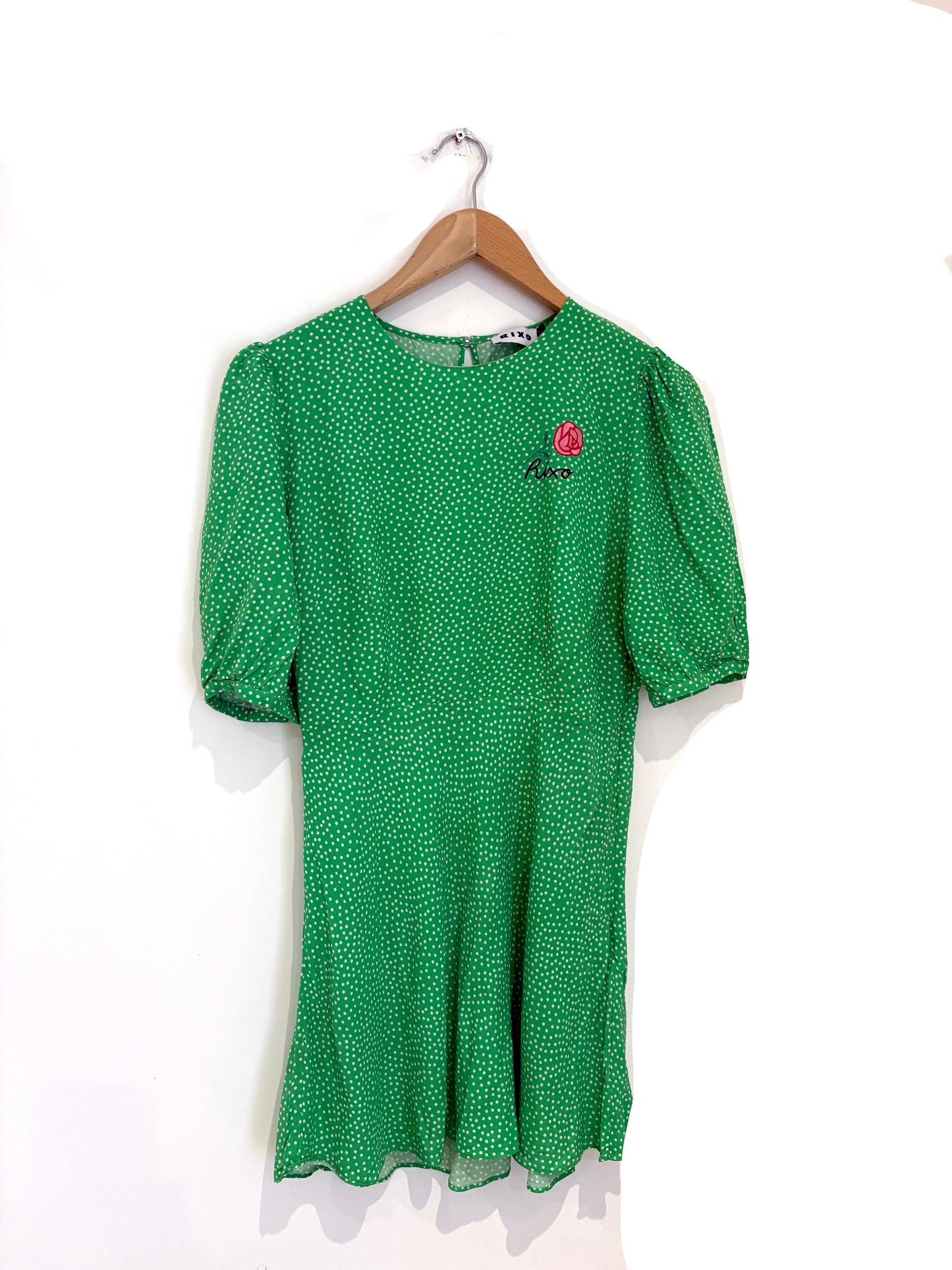 Rixo Green Kyla Polka Dot Dress