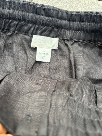 Arket Black Linen Shorts UK 8