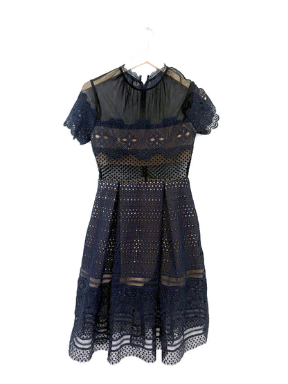 Self Portrait Felicia Embroidered Midi Dress UK 10