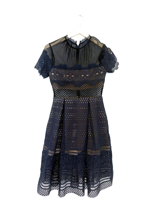 Self Portrait Felicia Embroidered Midi Dress UK 10