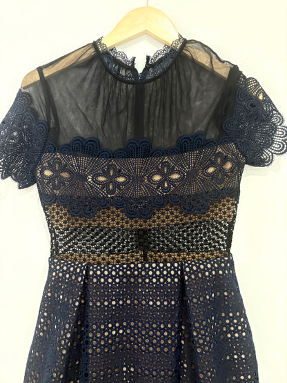 Self Portrait Felicia Embroidered Midi Dress UK 10