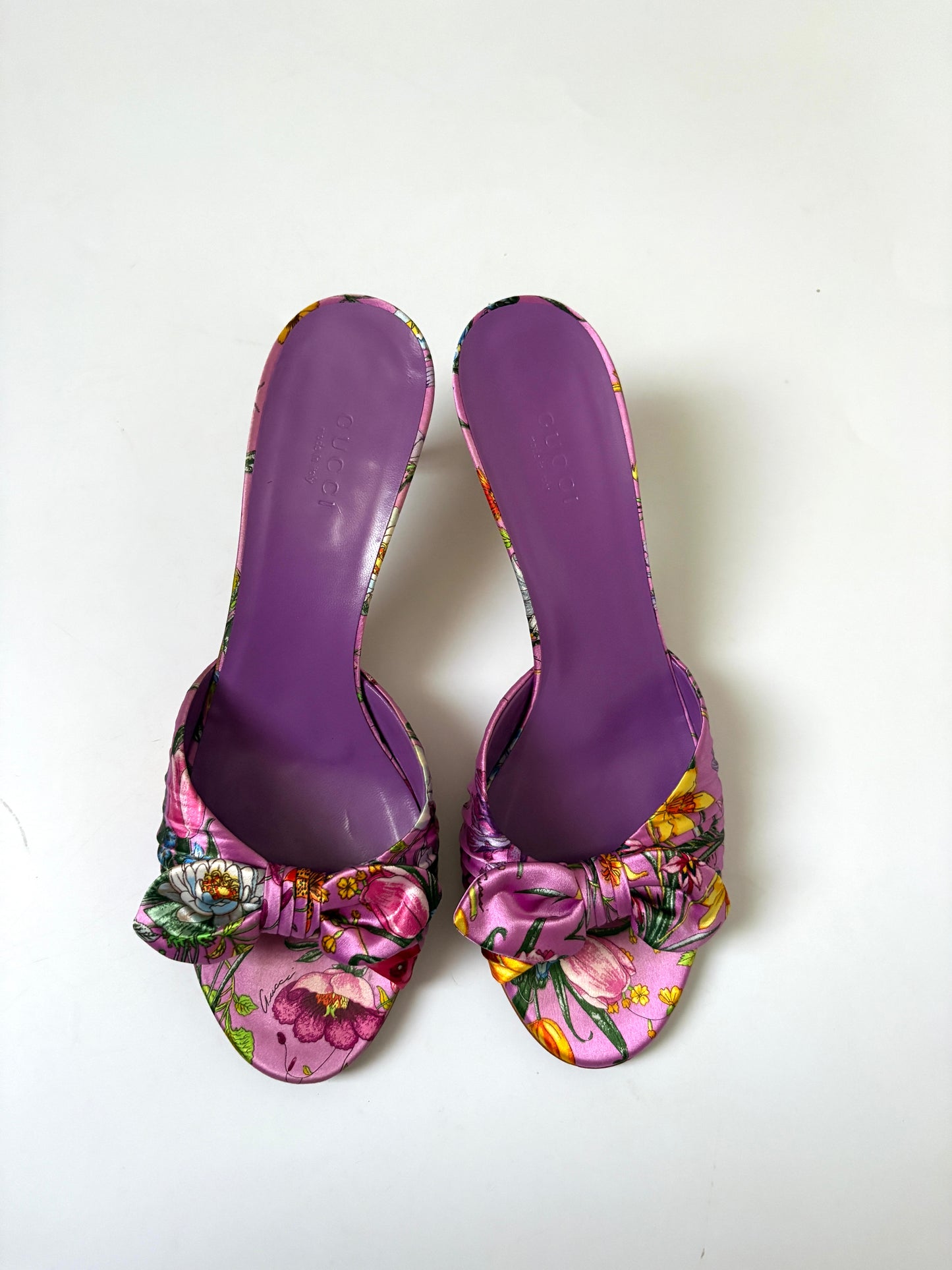 Gucci Vintage Floral Dorianne Satin Mules UK 4.5