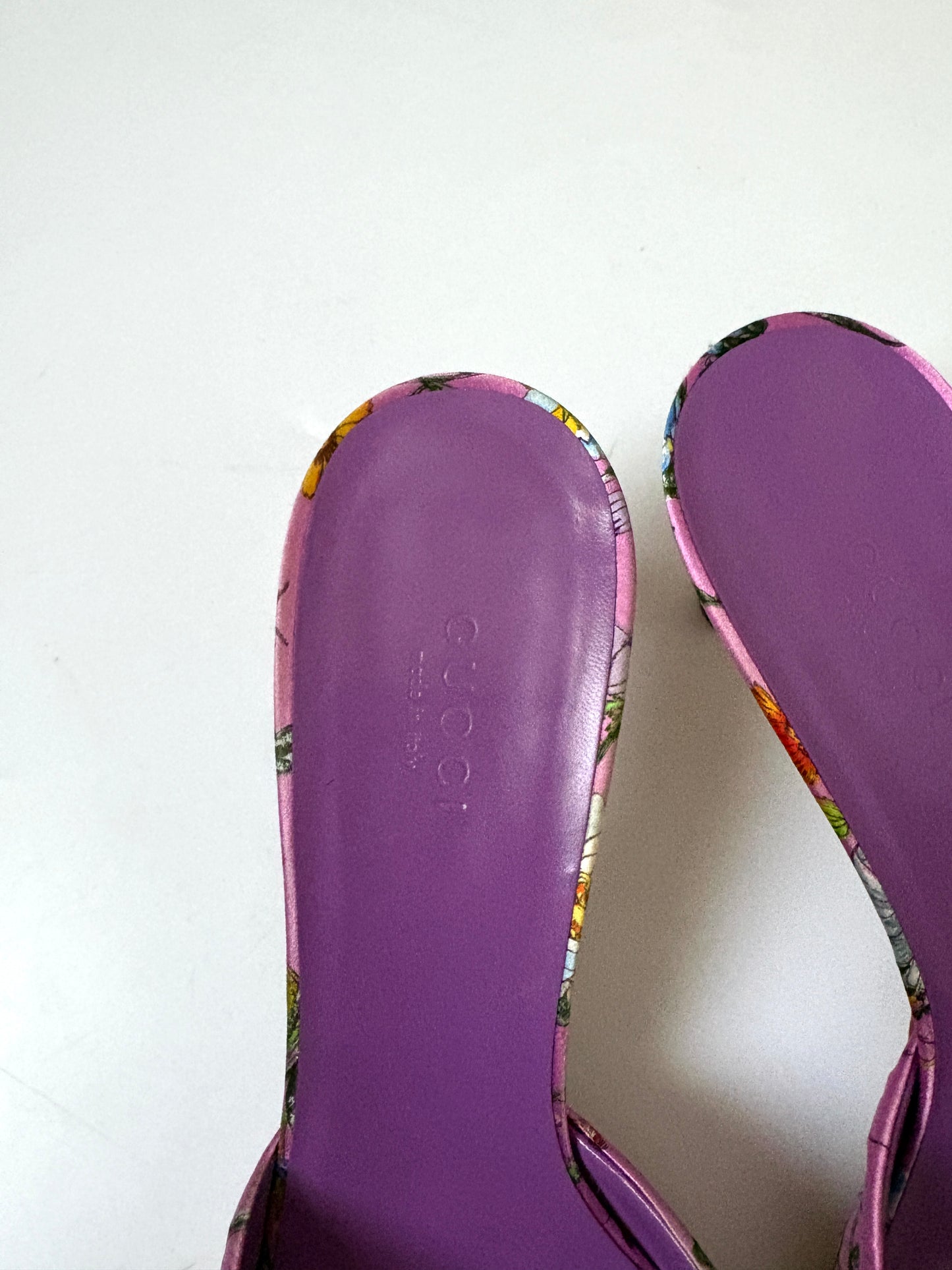 Gucci Vintage Floral Dorianne Satin Mules UK 4.5