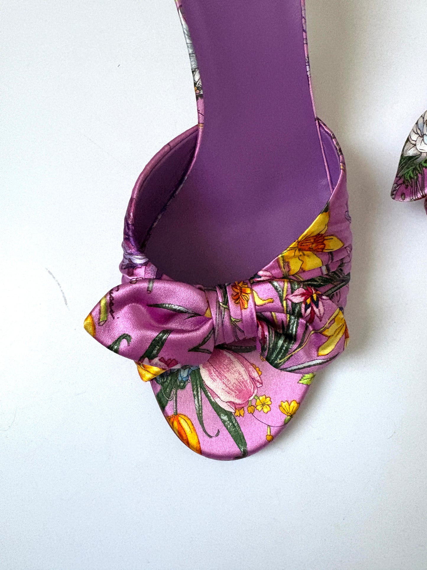 Gucci Vintage Floral Dorianne Satin Mules UK 4.5