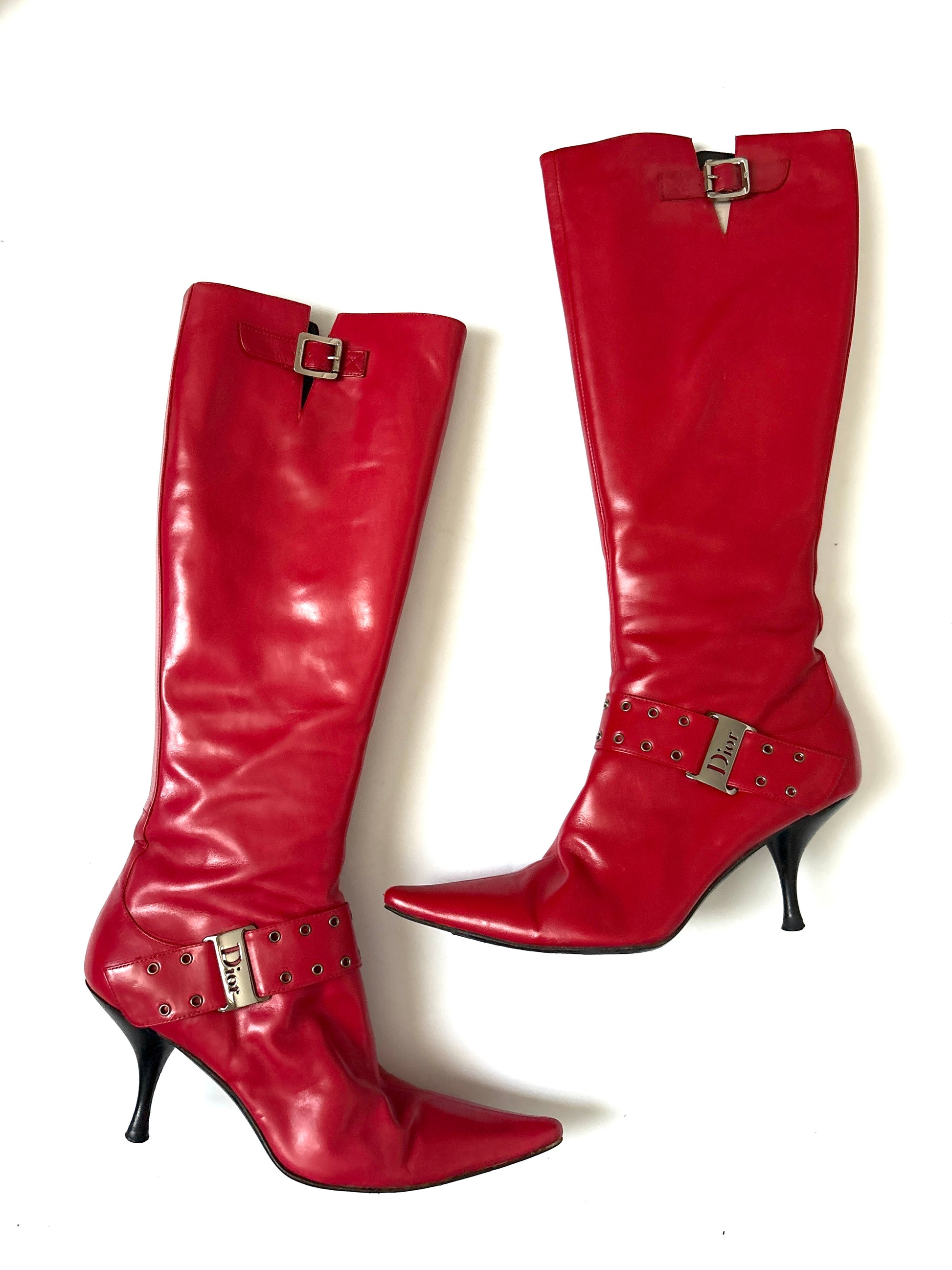 Dior Vintage Red Punk Boots