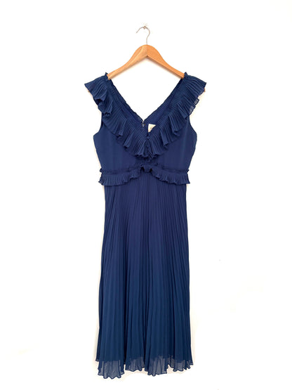 Sezane Rachelle Blue Ruffled Dress