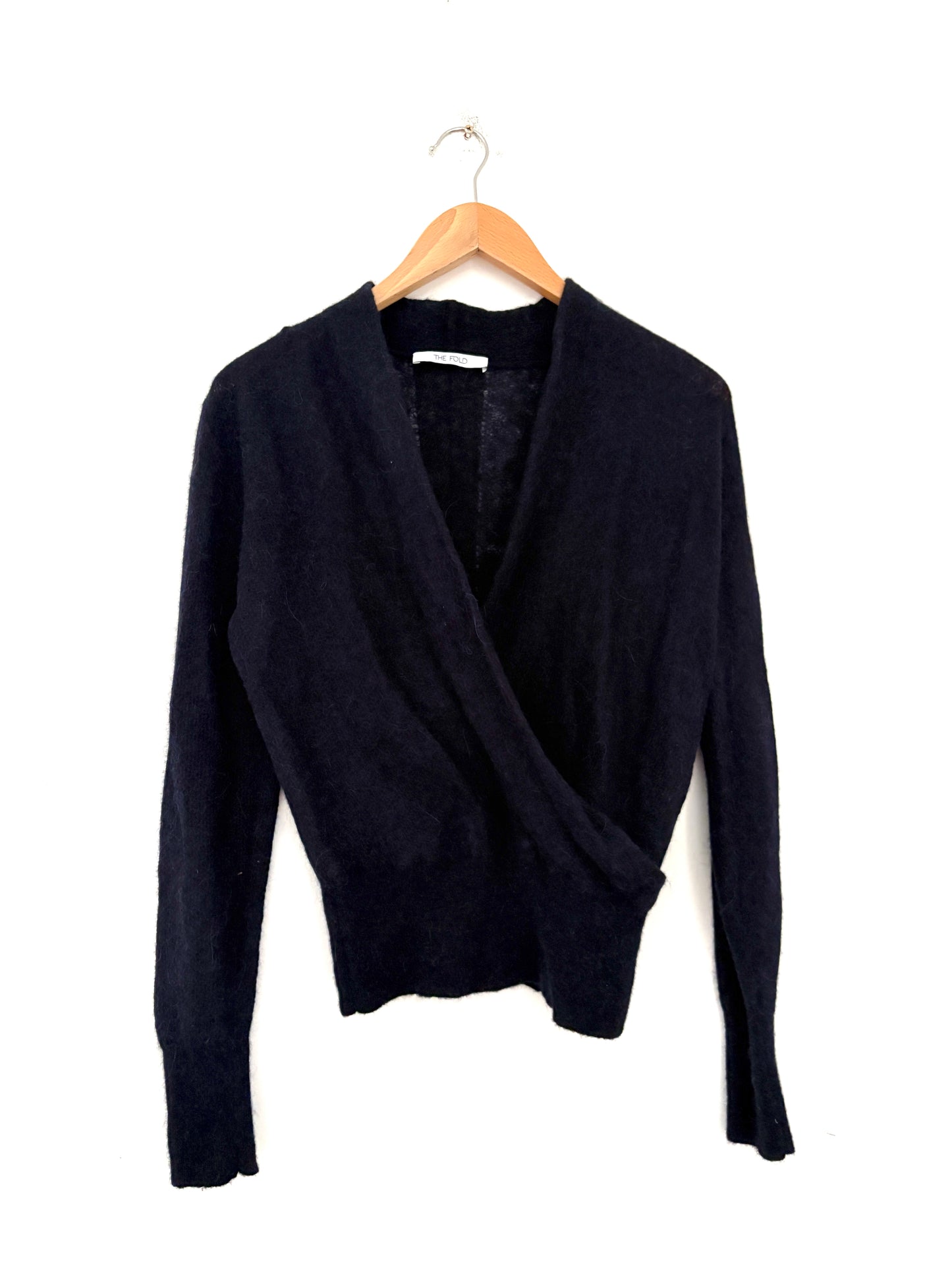 The Fold Navy Wool Wrap Top