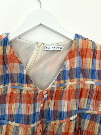 Rejina Pyo Orange and Blue Check Dress UK 10