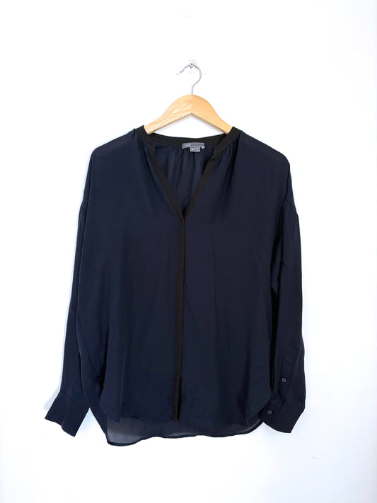 Vince Navy Silk Blouse XS