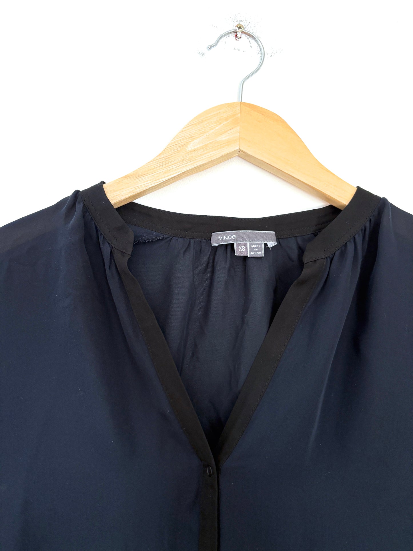 Vince Navy Silk Blouse XS