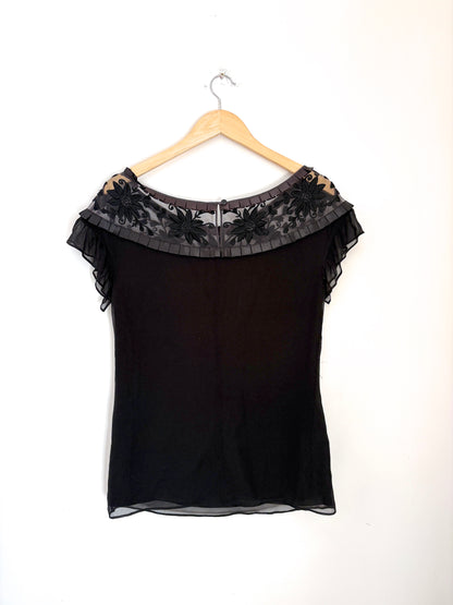 Alice by Temperley Silk Black Top UK 10
