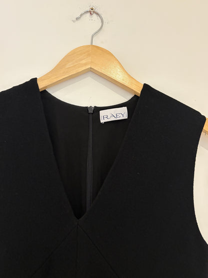 Raey Crepe Black Boxy V-neck Shift Dress UK 6