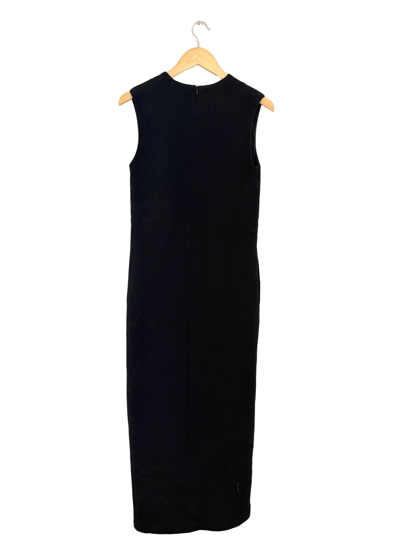 Raey Crepe Black Boxy V-neck Shift Dress UK 6
