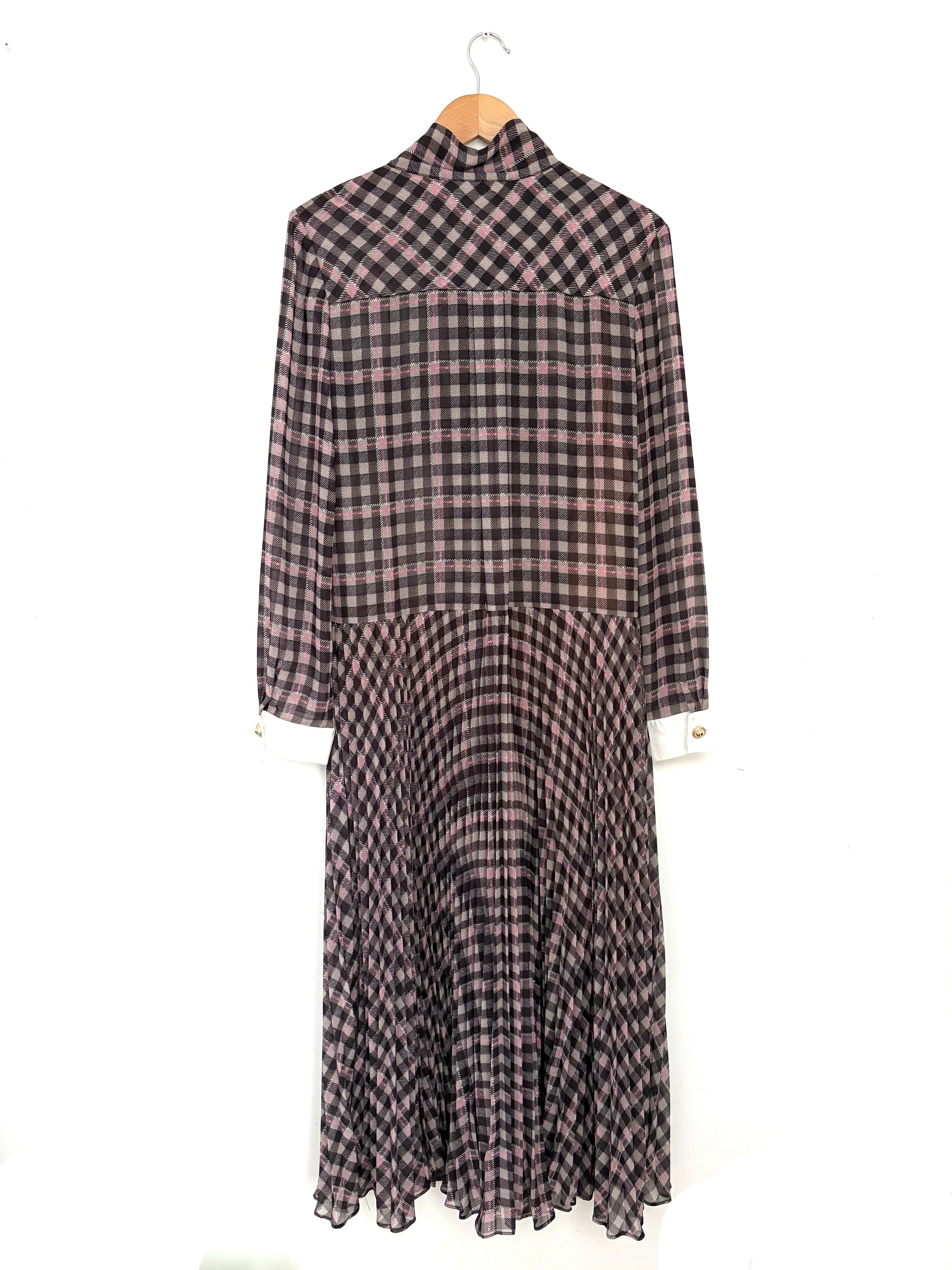 Self-Portrait Brown Check Chiffon Midi Dress UK 12 – My Circular Wardrobe